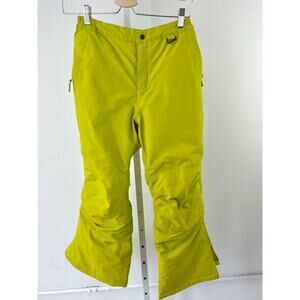 LANDS' END Kids 10+ Squall Snow Ski Pants Insulated Iron Knee Yellow Green